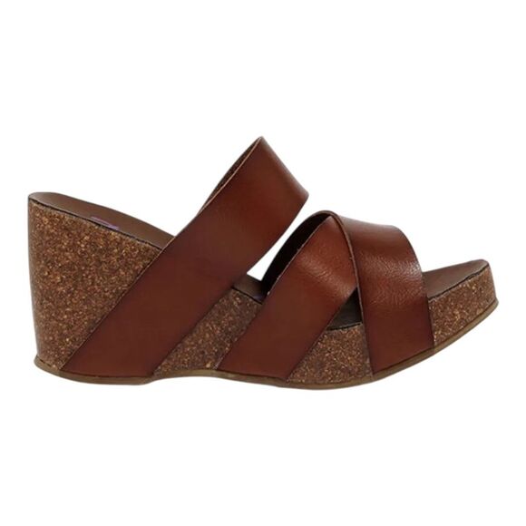 Blowfish Hiro Whiskey Brown Sandals Sz 10 (run small)** 3" Wedge Heel - Picture 1 of 13
